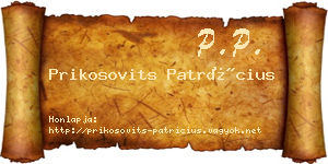 Prikosovits Patrícius névjegykártya